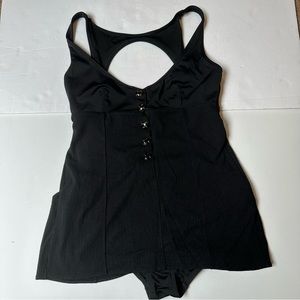 Victoria Secret Black Vintage Button Front one piece Swimsuit Size L